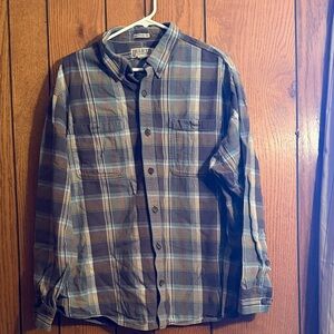 Duluth Trading Co Men's Flannel Shirt - Blue and Tan